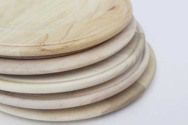 photo of Scandinavian modern style blond wood plates or trays, handcrafted natural raw wood #11