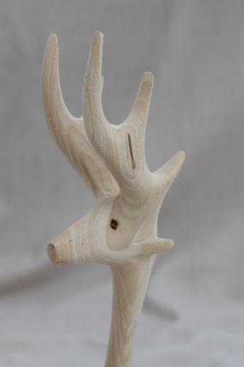 photo of Scandinavian style hand carved wooden bowl w/ stag deer, natural wood bowl #7