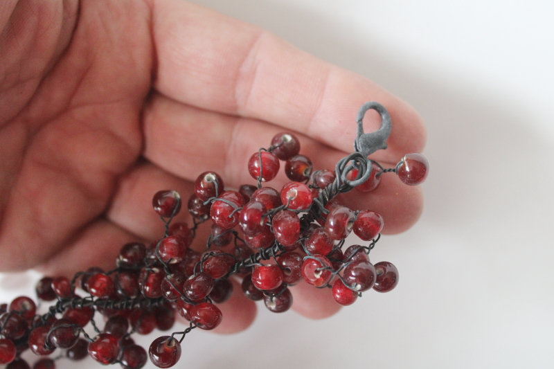 photo of Scandinavian style neutral Christmas winter berries garland cranberry glass beaded wire branches  #2