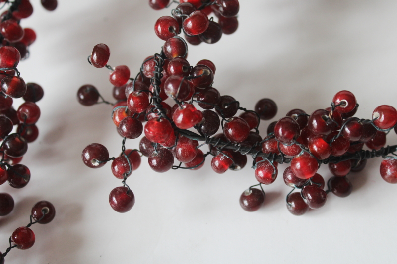 photo of Scandinavian style neutral Christmas winter berries garland cranberry glass beaded wire branches  #3