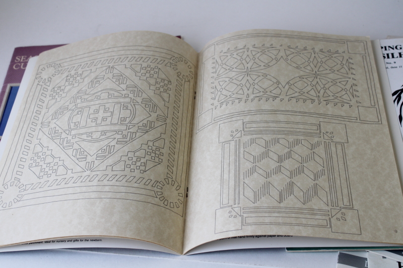 photo of Scherenschnitte paper cutting books, pattern printed designs traditional frameable art silhouettes mottos animals  #7