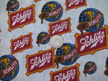 catalog photo of Schlitz beer advertising print vintage cotton fabric