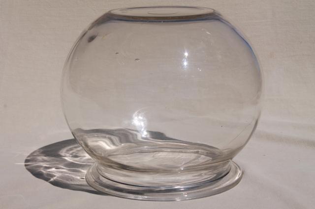 photo of Schuler Pretzels old general store counter jar, huge vintage glass fish bowl canister #3