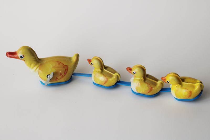 photo of Schylling tin toy working wind up mama duck & ducklings, vintage look ducks #1