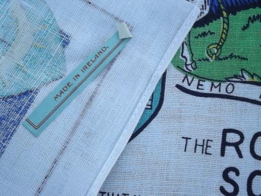 photo of Scottish coat of arms heraldric emblems, linen tea towel w/ Scots clans heraldry #4