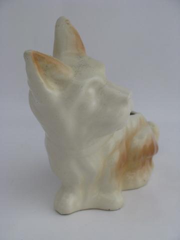 photo of Scotty terrier dog pottery planter, 1940s vintage figural flower pot #2