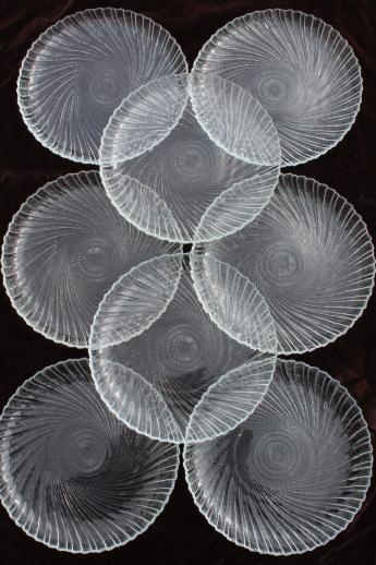 photo of Seabreeze Arcoroc glass salad plates & salad bowl set, clear glass Sea Breeze #3