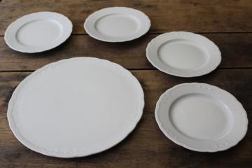 catalog photo of Seltmann Weiden Bavaria Julia embossed white china dessert plates & cake tray set