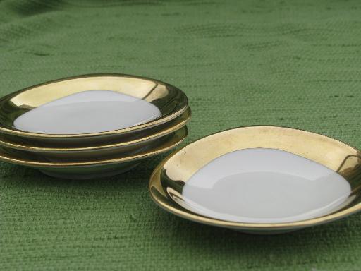 photo of Seltmann-Weiden pure white porcelain side dishes, wide band encrusted gold #2