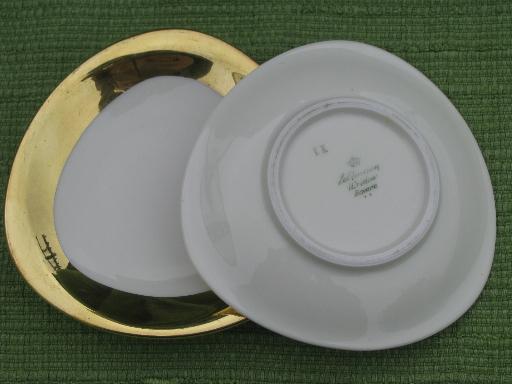 photo of Seltmann-Weiden pure white porcelain side dishes, wide band encrusted gold #4