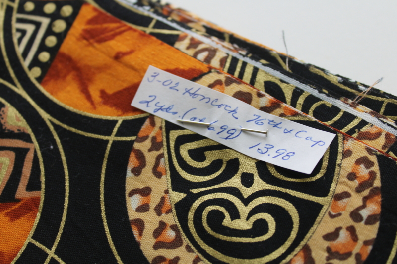 photo of Serengheti African tribal style ethnic print cotton fabric Peter Pan vintage 2002  #3