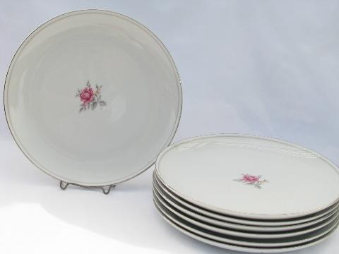 photo of Serenity Fine China Japan, vintage pink rose dinner plates lot #1