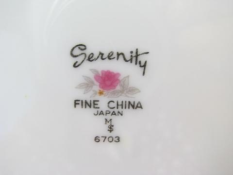 photo of Serenity Fine China Japan, vintage pink rose dinner plates lot #4