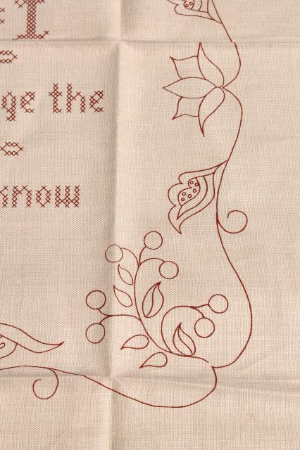 photo of Serenity prayer motto on linen stamped for embroidery, needlework sampler to stitch #3