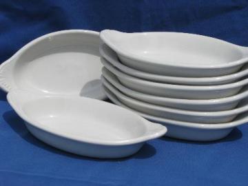 catalog photo of Set of eight ivory ironstone gratins, oval baking dishes