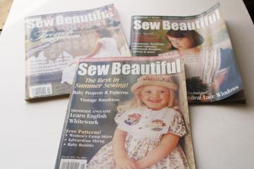 catalog photo of Sew Beautiful Martha Pullen magazines lot, full size sewing pattern pullouts uncut 