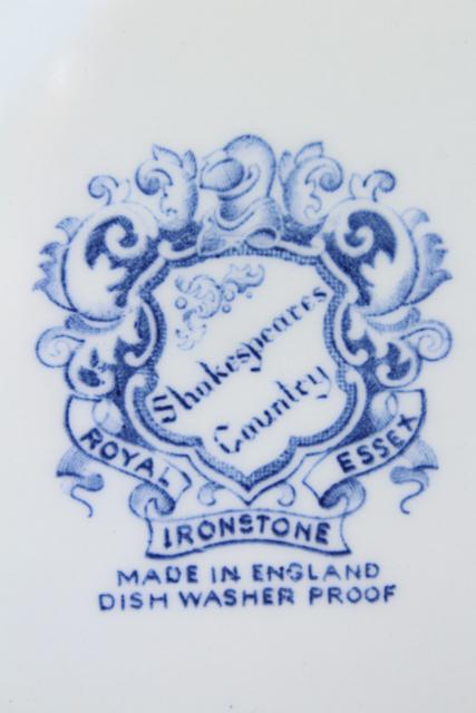 photo of Shakespeare's Country vintage blue & white English transferware plates, Globe theater #8