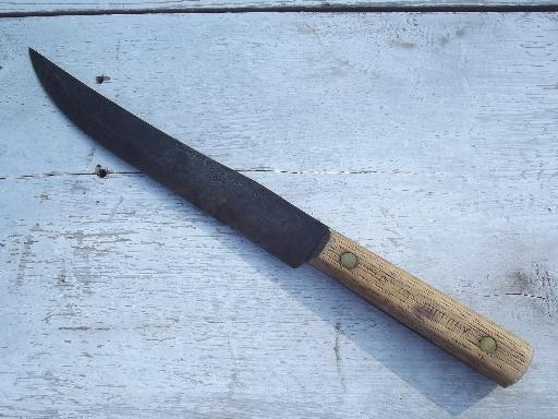 photo of Shapleigh's hammer forged blade carbon steel knife, Old Hickory handle #1