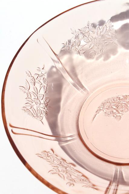 photo of Sharon / cabbage rose pattern pink glass serving bowls, vintage reproductions #6