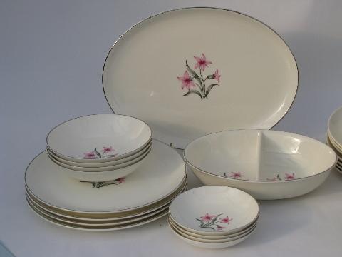 photo of Sharon pink/grey floral vintage Pope-Gosser Futura china lot #1