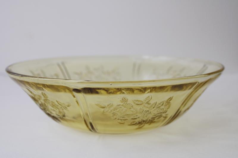photo of Sharon rose pattern depression glass, large bowl vintage amber yellow glass #2