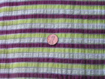 catalog photo of Sheer cotton seersucker, apple green / wine stripe