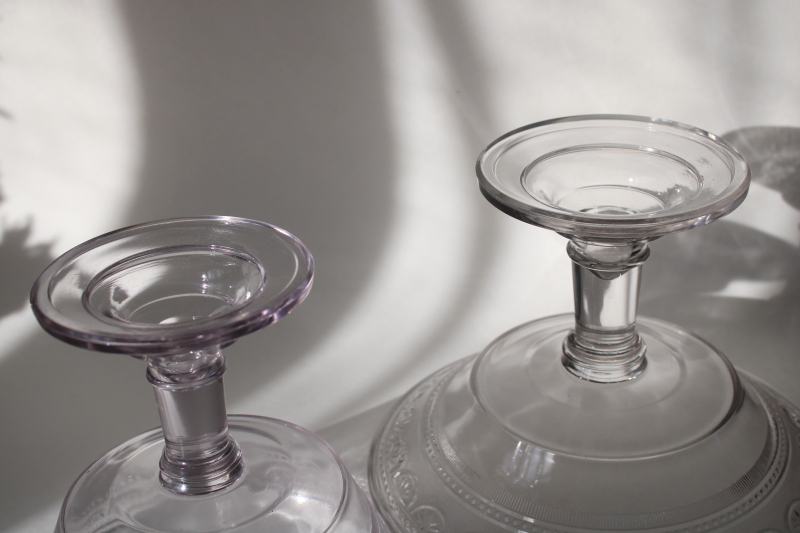 photo of Sheraton AKA Ida pattern EAPG antique pressed glass centerpiece, compote bowls large and small  #6