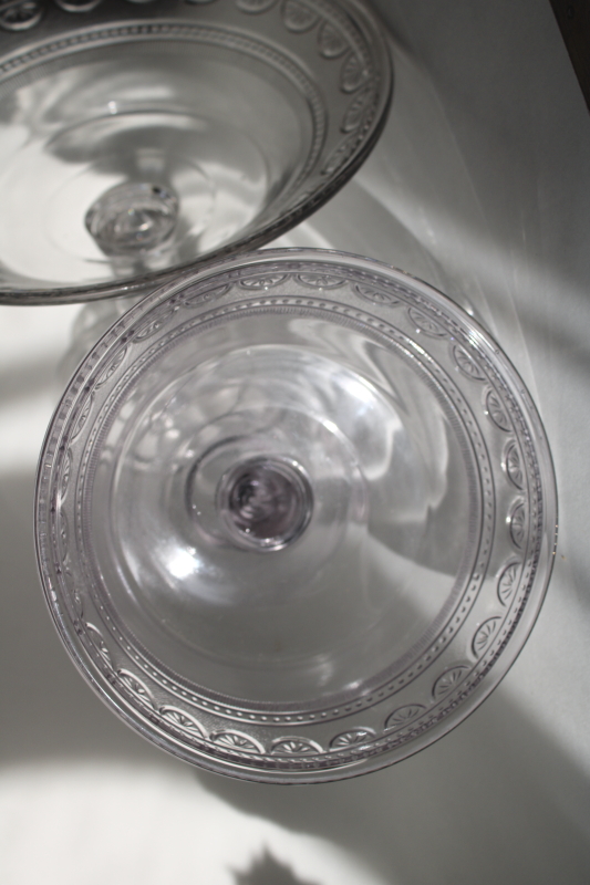 photo of Sheraton AKA Ida pattern EAPG antique pressed glass centerpiece, compote bowls large and small  #7