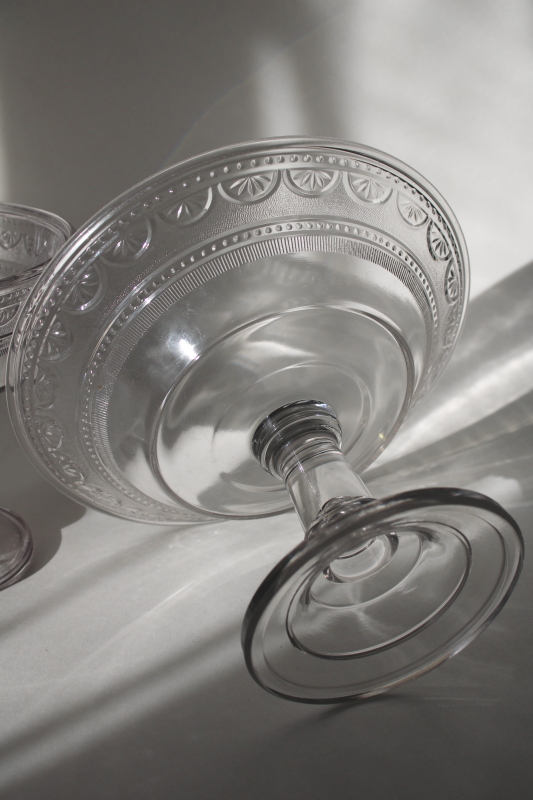 photo of Sheraton AKA Ida pattern EAPG antique pressed glass centerpiece, compote bowls large and small  #8