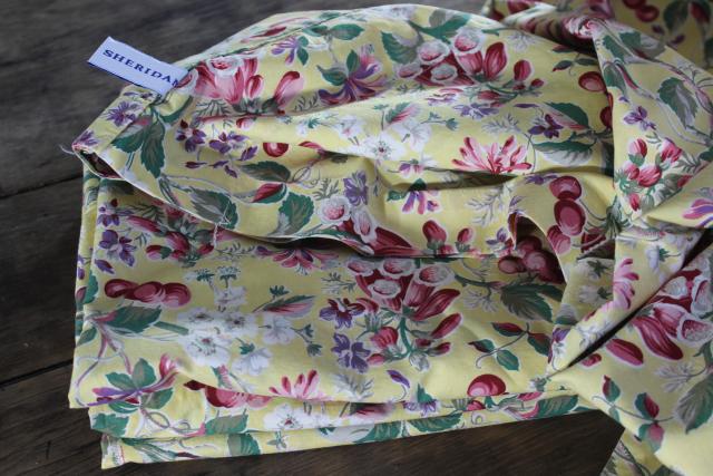 photo of Sheridan vintage cotton print curtains, cherries cherry blossom foxgloves floral valance panels #1