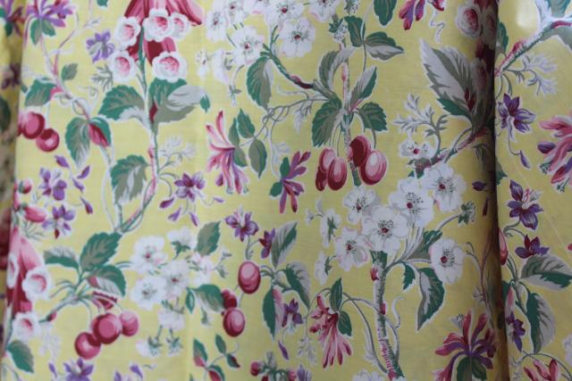 photo of Sheridan vintage cotton print curtains, cherries cherry blossom foxgloves floral valance panels #2