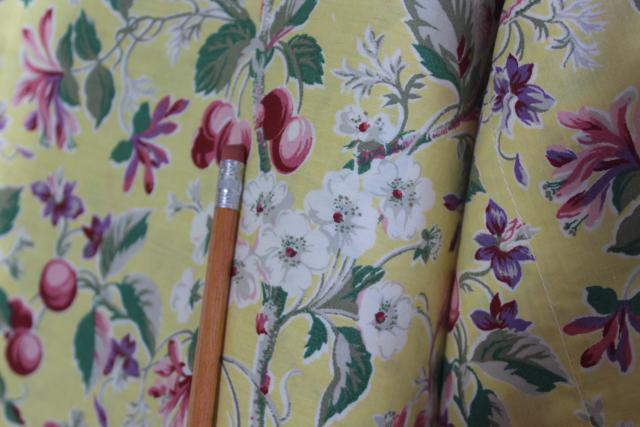 photo of Sheridan vintage cotton print curtains, cherries cherry blossom foxgloves floral valance panels #3