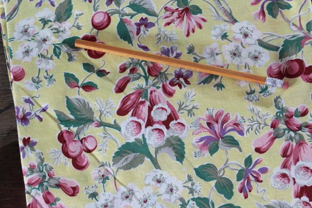 photo of Sheridan vintage cotton print curtains, cherries cherry blossom foxgloves floral valance panels #4