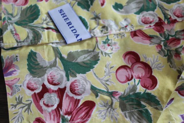 photo of Sheridan vintage cotton print curtains, cherries cherry blossom foxgloves floral valance panels #5