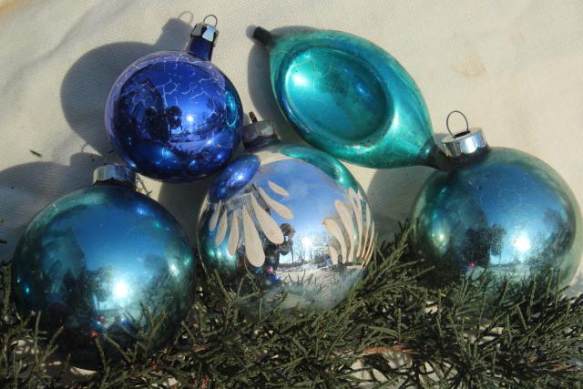 photo of Shiny Brite vintage glass baubles, Christmas tree ornament lot balls & fancy shapes #6