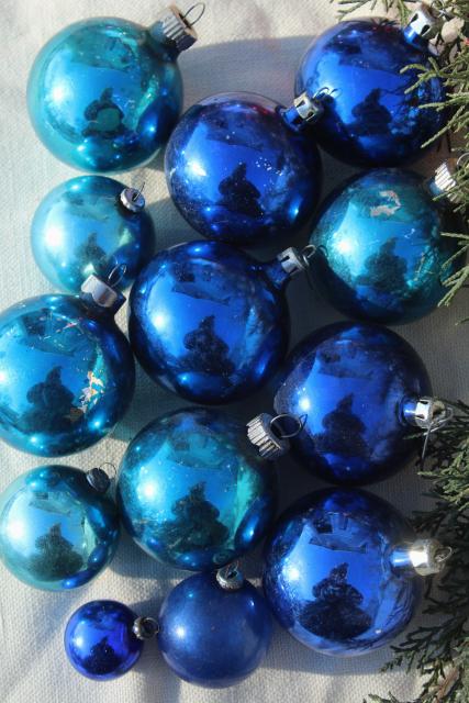 photo of Shiny Brite vintage glass baubles, Christmas tree ornament lot balls & fancy shapes #7