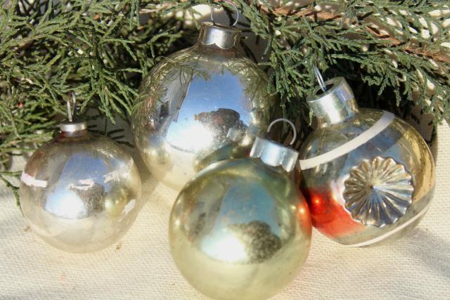 photo of Shiny Brite vintage glass baubles, Christmas tree ornament lot balls & fancy shapes #8