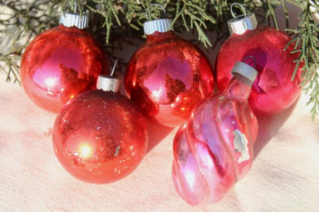 photo of Shiny Brite vintage glass baubles, Christmas tree ornament lot balls & fancy shapes #9