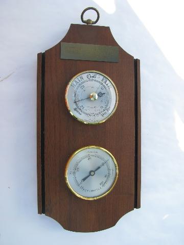 photo of vintage Shortland Bowen barometer/hygrometer weather instruments, made in England #1