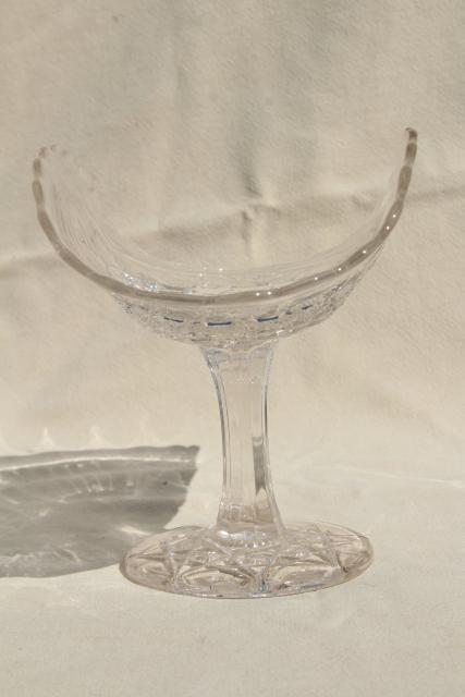 photo of Shoshone pattern pressed glass banana stand, vintage fruit basket pedestal bowl #4