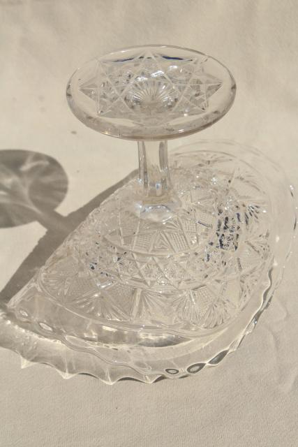 photo of Shoshone pattern pressed glass banana stand, vintage fruit basket pedestal bowl #8