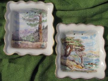 catalog photo of Sierra redwoods hand-painted shadowbox pictures, retro California pottery