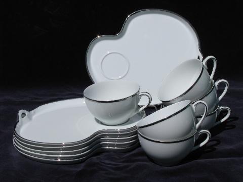 photo of Silverdale vintage Noritake china snack sets for 6, tray plates & cups #1