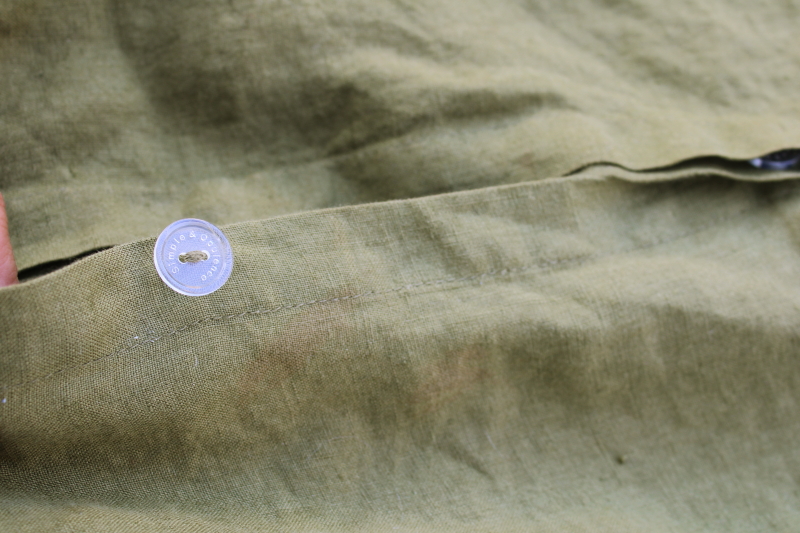 photo of Simple Opulence pure linen queen duvet cover & pillow shams, soft washed linen olive green  #2