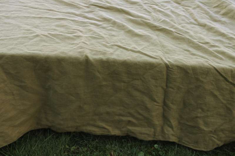 photo of Simple Opulence pure linen queen duvet cover & pillow shams, soft washed linen olive green  #5