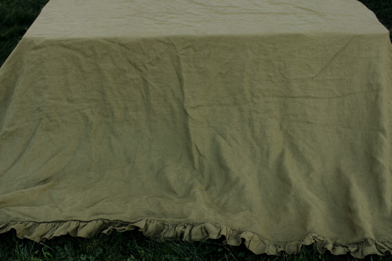 photo of Simple Opulence pure linen queen duvet cover & pillow shams, soft washed linen olive green  #7