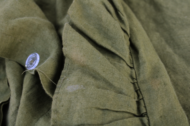 photo of Simple Opulence pure linen queen duvet cover & pillow shams, soft washed linen olive green  #9