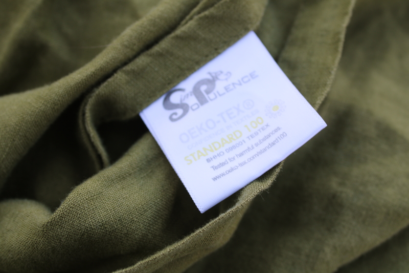 photo of Simple Opulence pure linen queen duvet cover & pillow shams, soft washed linen olive green  #11