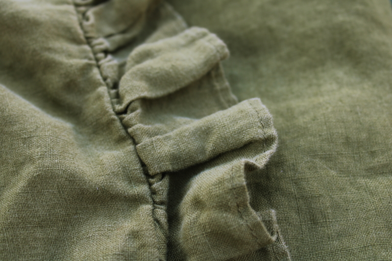 photo of Simple Opulence pure linen queen duvet cover & pillow shams, soft washed linen olive green  #13