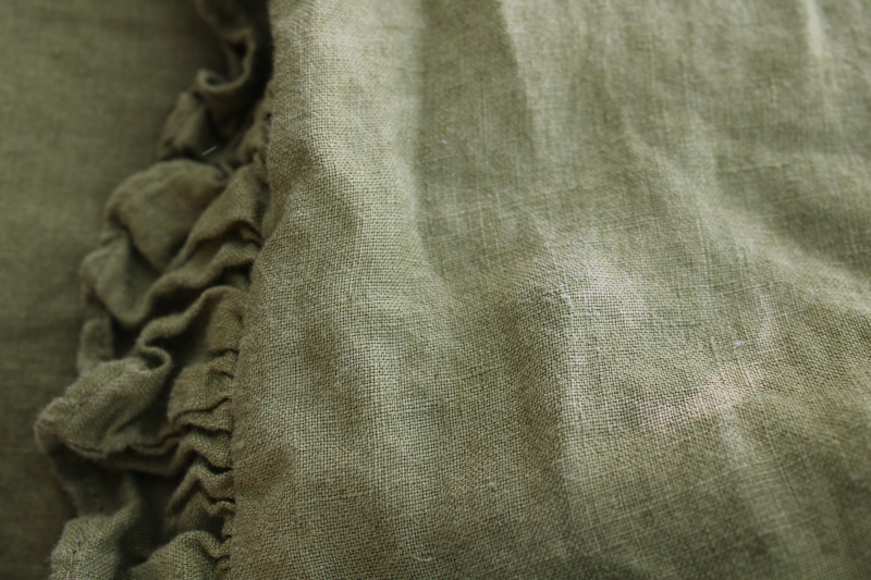 photo of Simple Opulence pure linen queen duvet cover & pillow shams, soft washed linen olive green  #14
